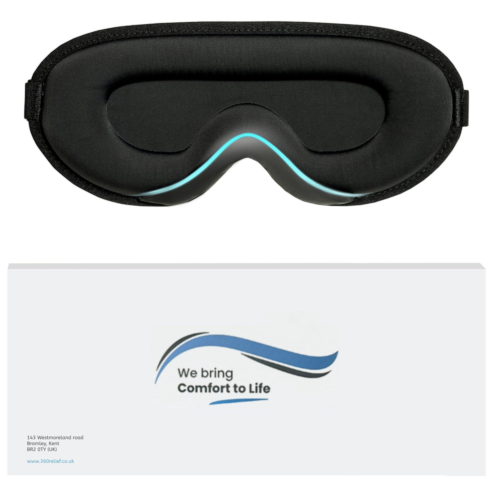 360 RELIEF Sleep Eye Mask - 100% Blackout, Zero Eye Pressure, Adjustable Strap - Ideal Eye...
