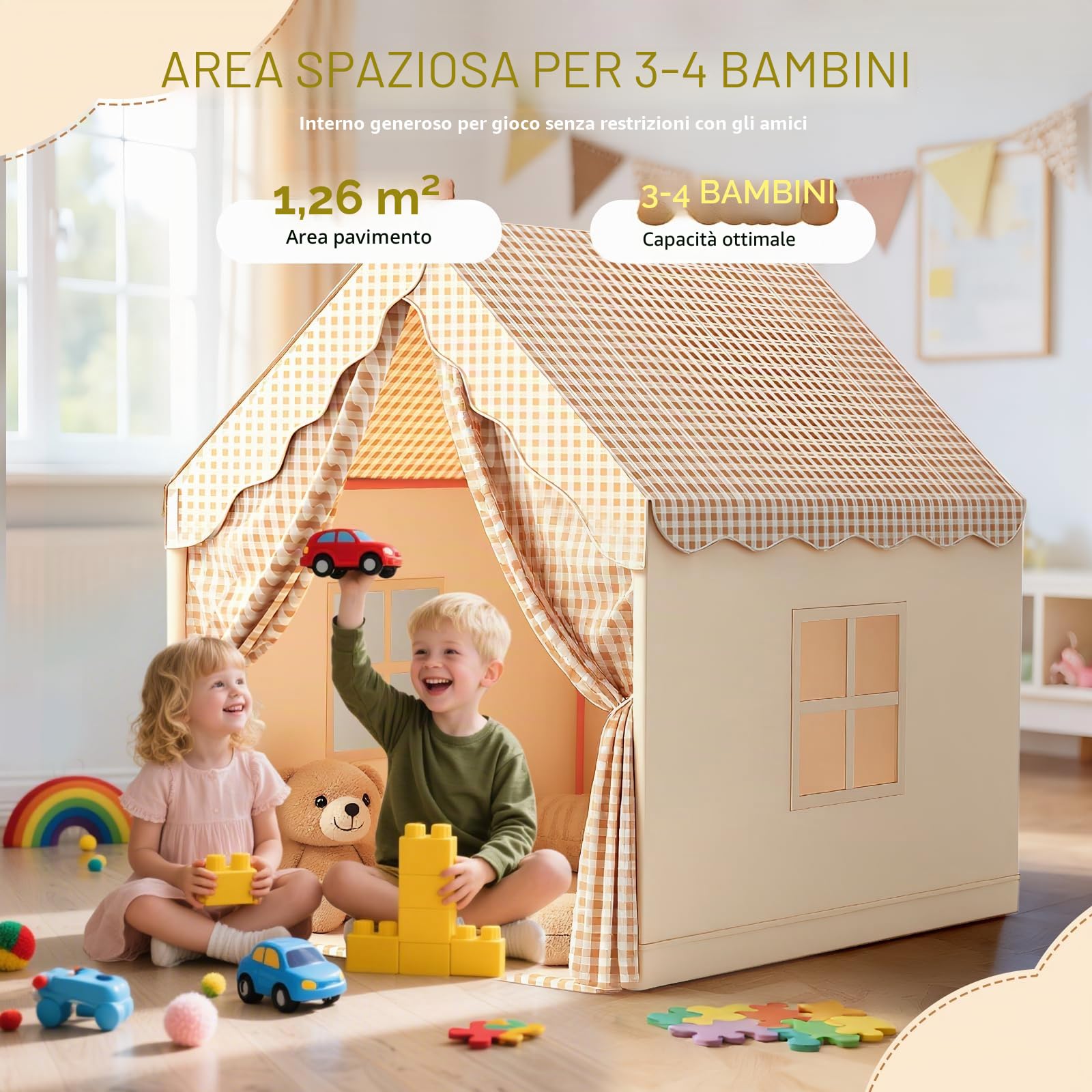 Tenda Gioco per Bambini, Tenda per Tutto per l'Interno e l'Esterno - Grande Casa dei Giocattoli per le Feste di Compleanno per Ragazzi e Ragazze, Tenda Castello da Principessa per