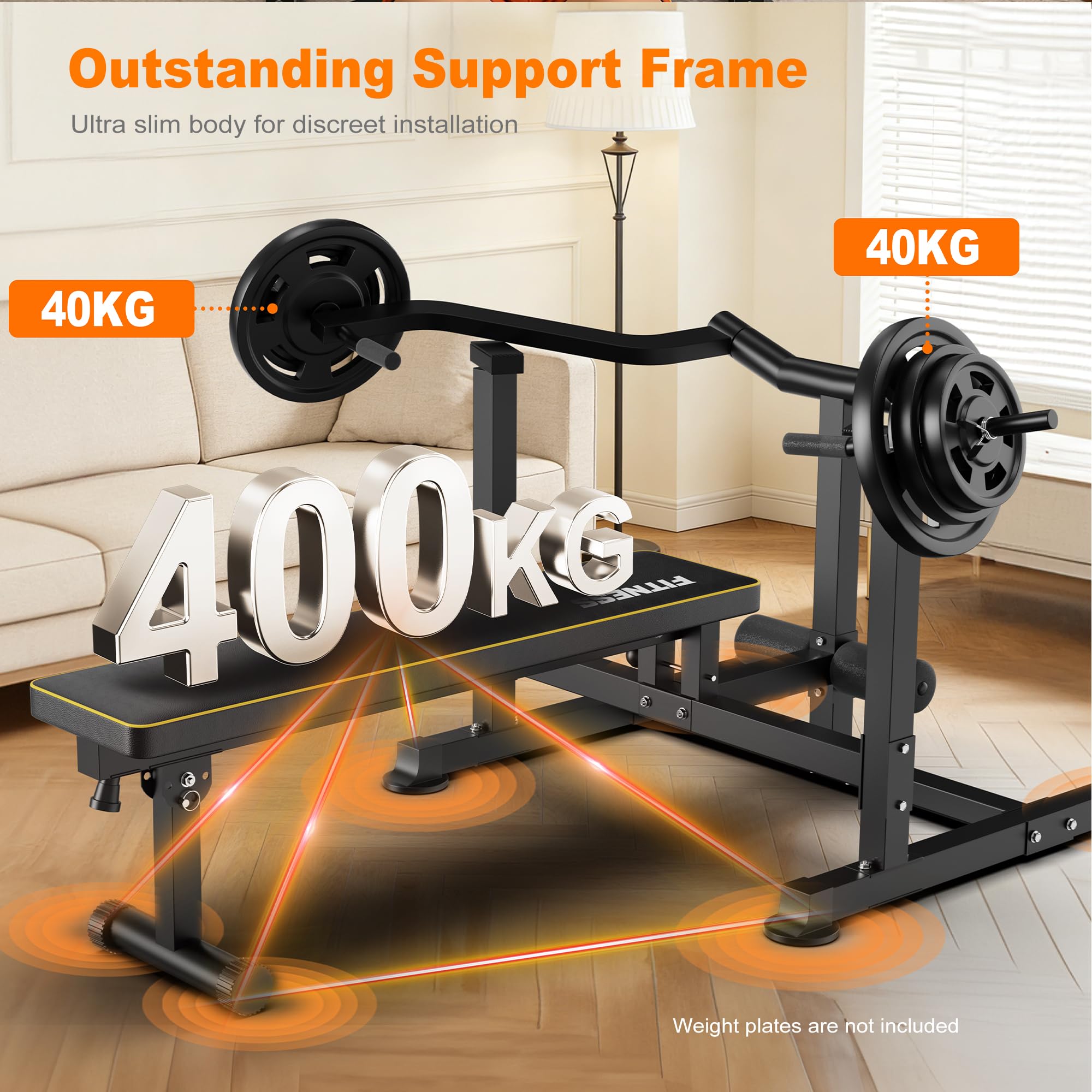 Brustpresse Maschine 400kg Tragkraft, Bankdrücken & Schulterpresse | Unabhängigen konvergierenden Armen, Verstellbare Flach-/Schrägbank für Brusttraining, Heim Fitnessstudio Gerät