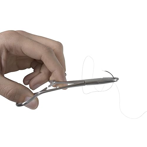 Miniatura 5 de Vision Scientific VSN4001 - Hilo de sutura de nailon de 29.5 in, aguja curvada, paquete de 24 unidades, superficie excepcionalmente lisa,