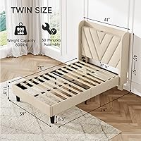 Vista 20 de koorlian Base de cama Queen con cabecero, base de cama tapizada ajustable con puertos tipo C y USB, cabecera de almacenamiento con respaldo de ala