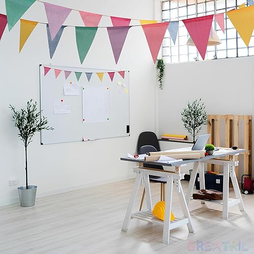 Miniatura 2 de Banderines de banderines de arcoíris pastel  GREATRIL coloridas pancartas triangulares para cumpleaños, primavera, Pascua, aula, escuela,