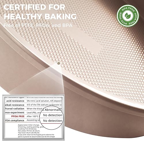 Miniatura 2 de HONGBAKE Juego de 2 moldes redondos de 9 pulgadas con revestimiento de cerámica antiadherente con textura de diamante, juegos de moldes de acero