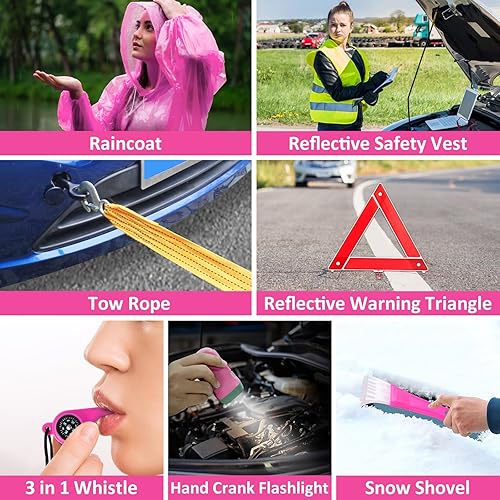 Miniatura 9 de Kit de emergencia para automóvil con compresor de aire portátil, kit de emergencia en carretera para vehículos, kit de asistencia de seguridad en