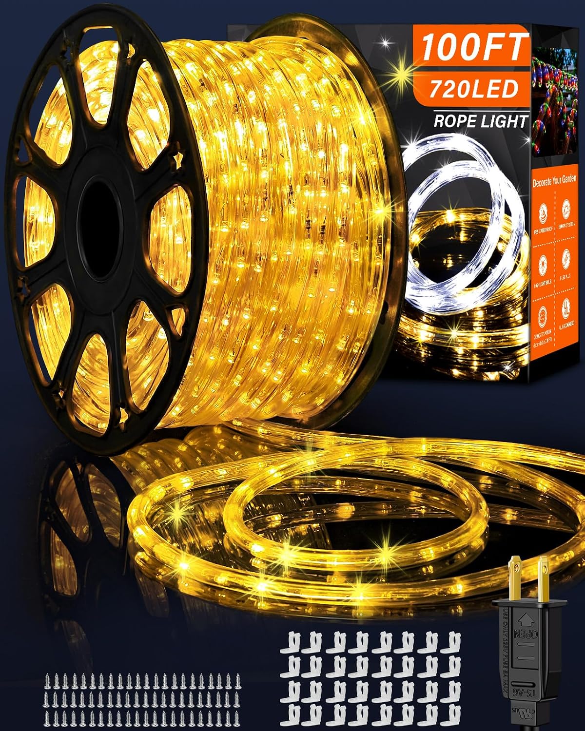 Coroor Rope Lights Outdoor Waterproof Christmas 100ft 720 LED, Flexible Connectable Tube Lights, String Lights Decorative Lighting for Garden Patio Pool Tree Bedroom Xmas Decor (Multicolor)