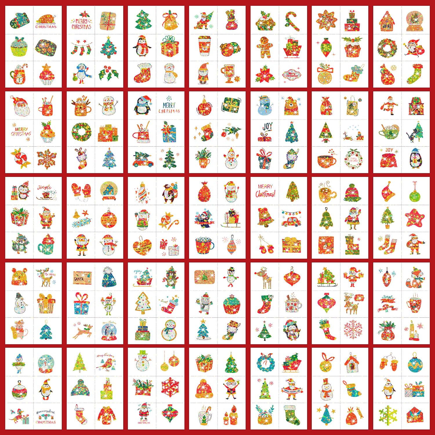 Leesgel Glitter Tattoos for Kids Christmas Decorations 408pcs Christmas Stickers Temporary Tattoos - Image 3