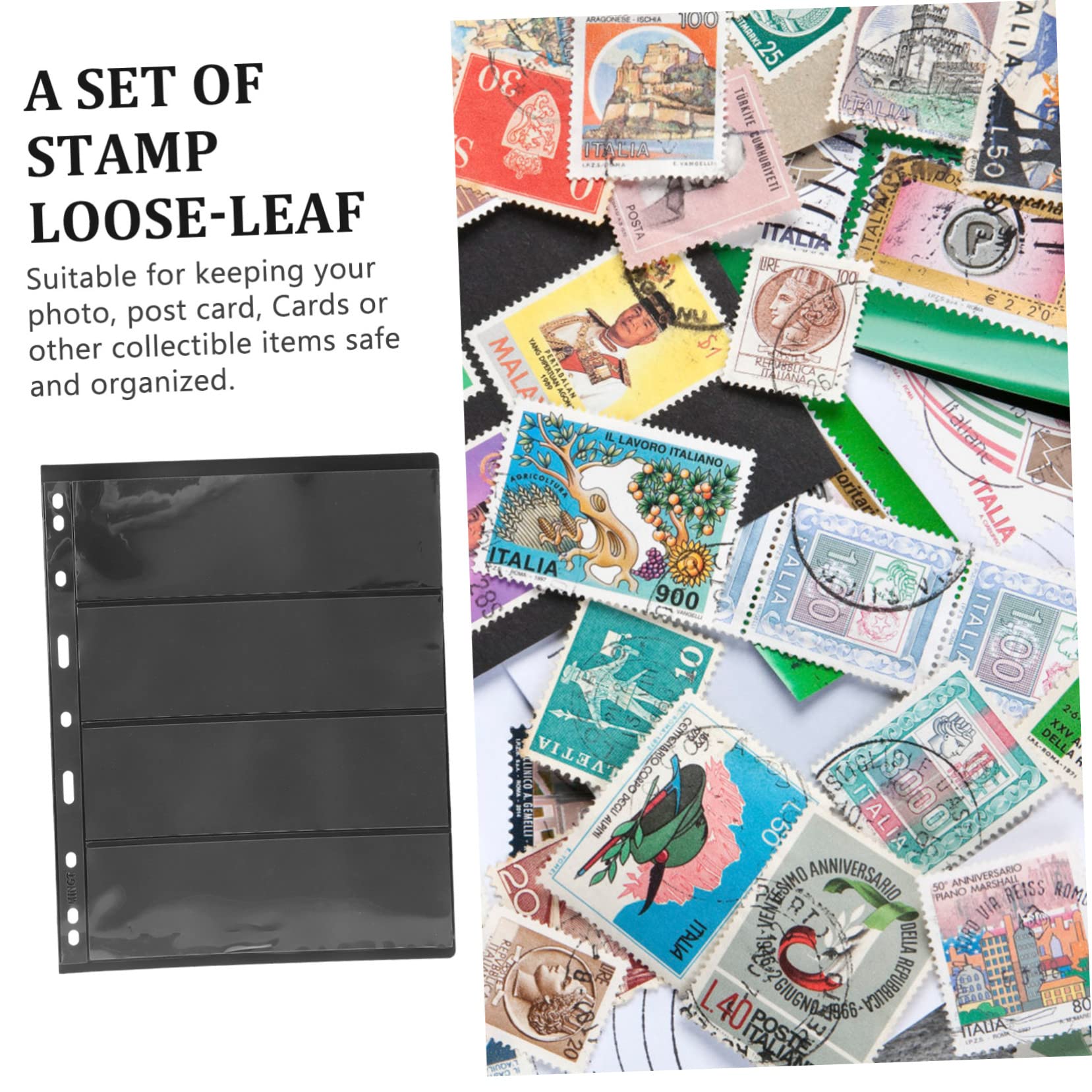 HOODANCOS Card Collection Book Stamp Holder 10 Sheets of Stamp Collecting Loose-Leaf