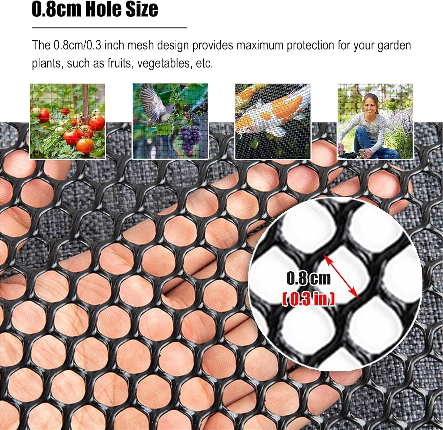Garden Netting Poultry Fencing for Chicks Plastic Trellis Panels for Birds/Reindeer/Squirrels Vegetable Plants and Fruit Trees(0.4x5m)