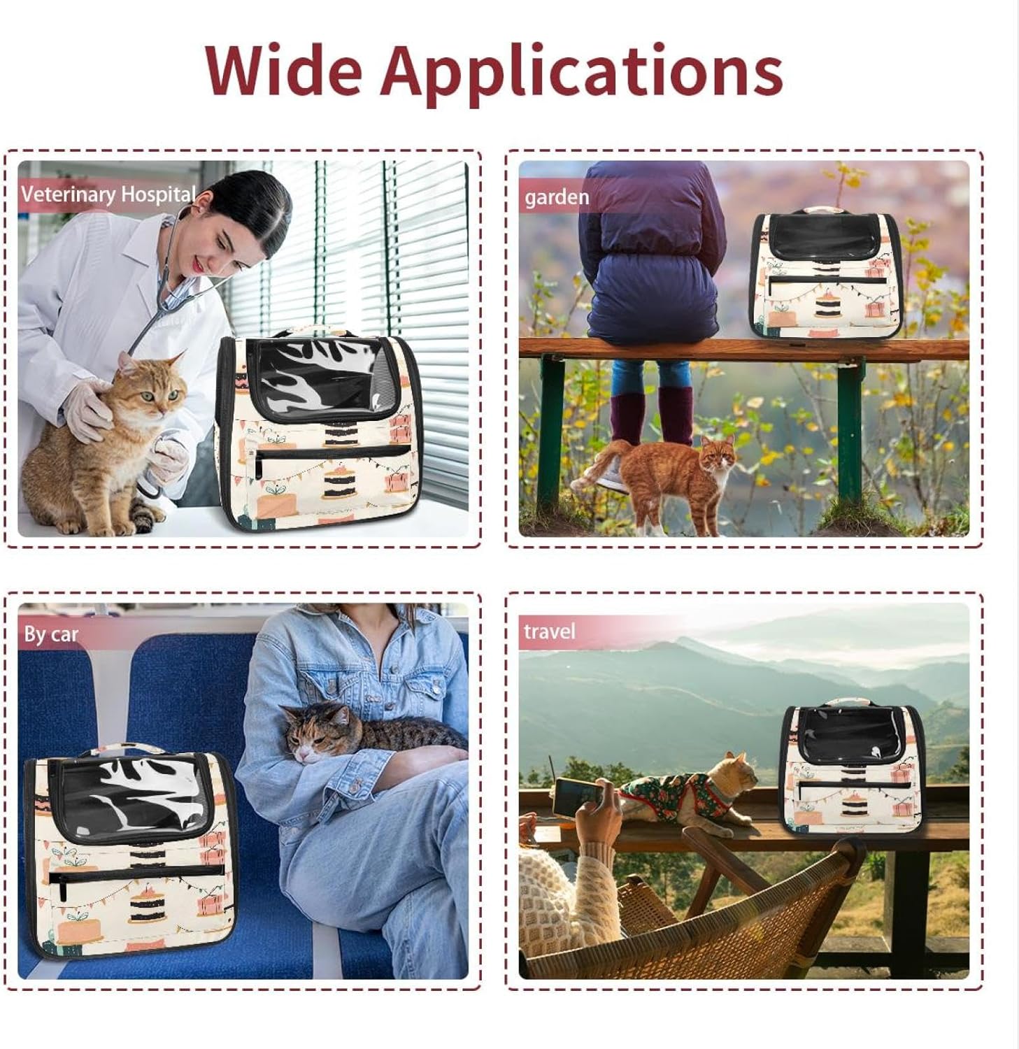 Portable Travel pet Backpack Carrier Hamster Bag Small Dog cat Carrier Breathable Hang Bag, Birthday Cream Cakes Gift (7)