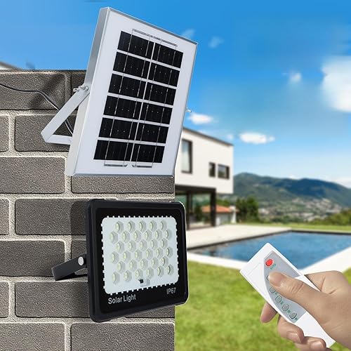 Miniatura 10 de 110 bombillas LED, luz solar de pared con sensor de movimiento y del atardecer al amanecer, luces solares plegables para exteriores, lámpara de