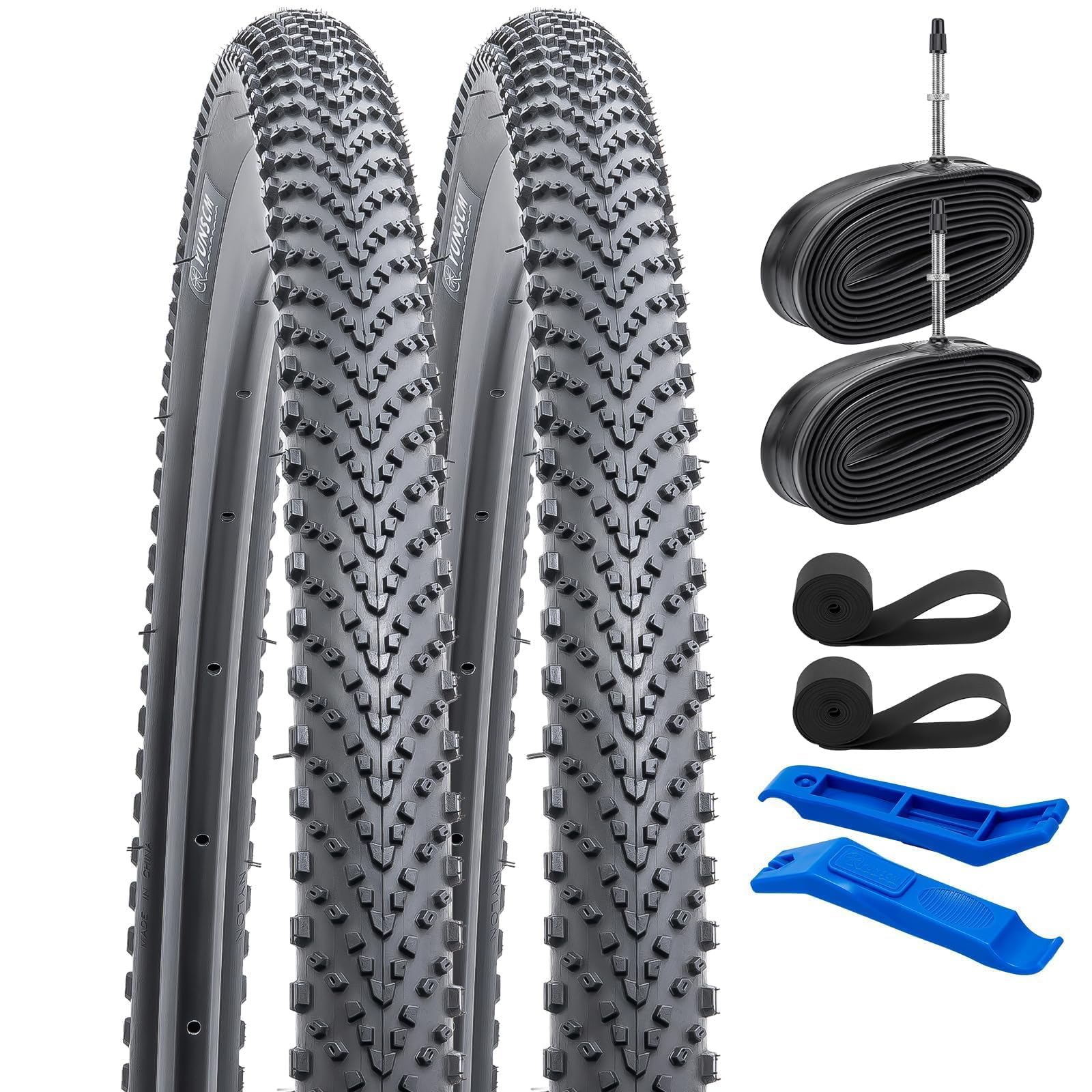 YUNSCM Neumáticos Ligeros de para Bicicleta de montaña ETRTO 40-622 60TPI de Nailon antipinchazos y Tubos de Bicicleta 700C compatibles con neumáticos y Tubos de 700X36C/37C/38C/40C, 2