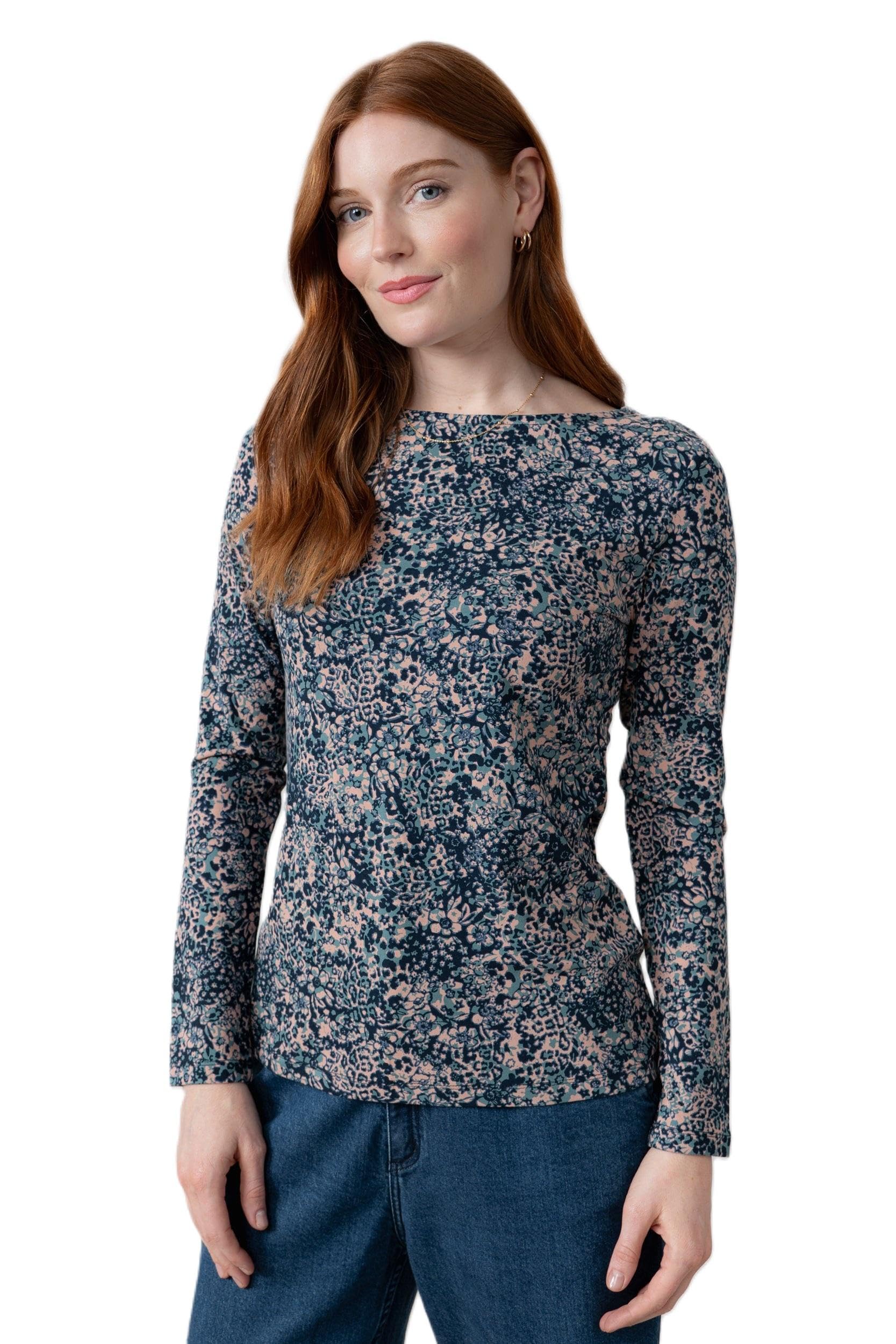 Lily & Me Monica Jersey Printed Top - Sea Mist - Size 10