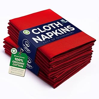 LivinEase Cotton Cloth Napkins Set of 12-100% Cotton 46 x 46 cm Reusable Christmas Red Dinner Napkins - Heavy Weight Hotel Quality Pure Fabric - Ideal for Xmas Dinner & Events (Red)