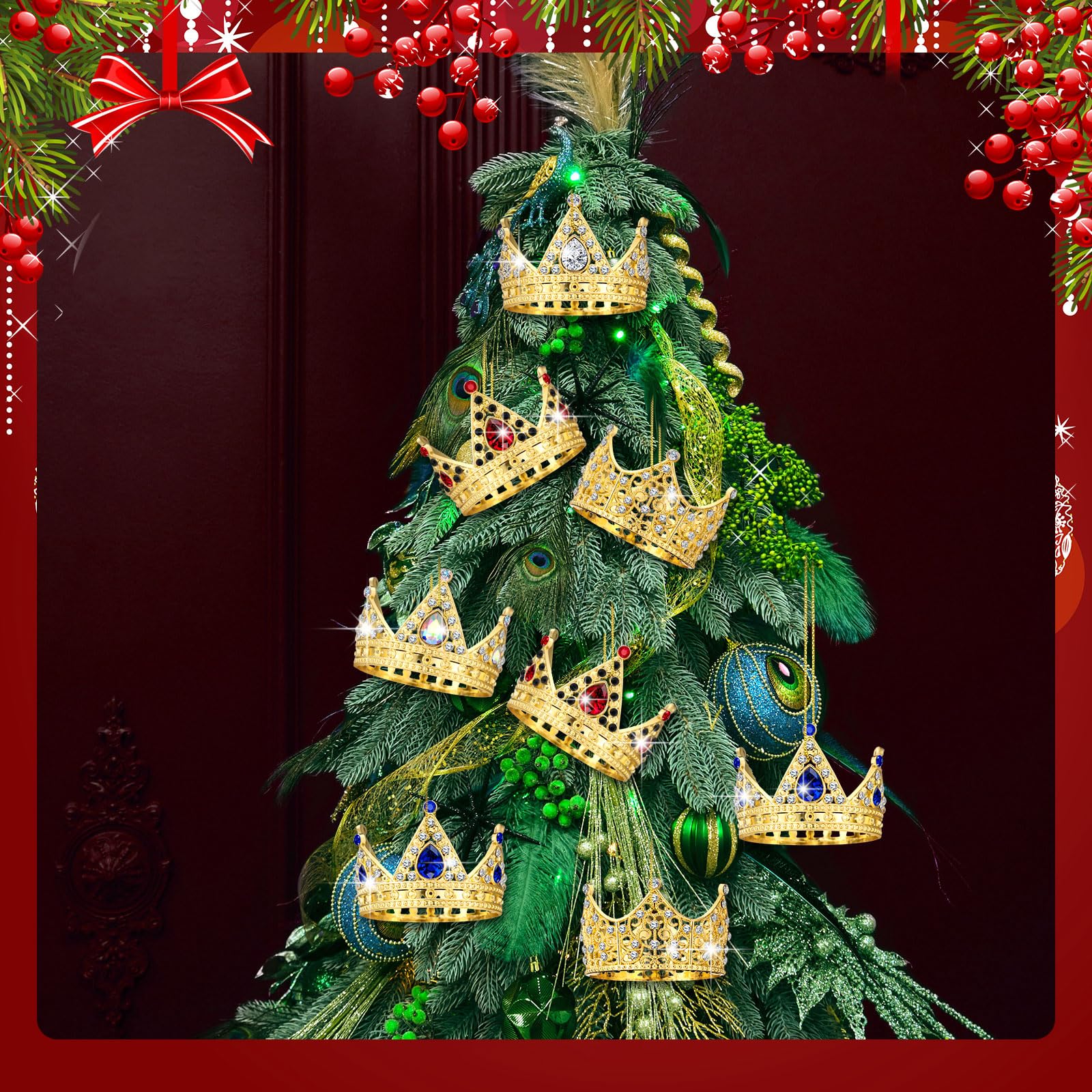 Amazon.com: Syhood 8 Pcs 3D Gold Crown Christmas Ornaments