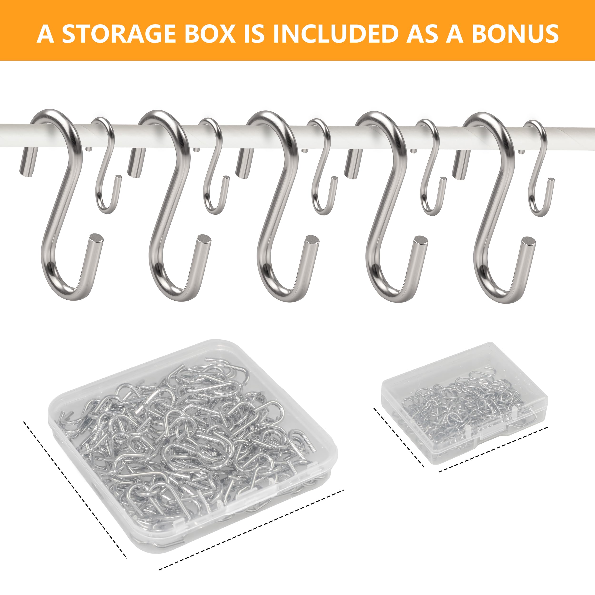100-Pack 1 Inch Mini S Hooks – Stainless Steel, Silver, Small S-Shaped Hooks For Jewelry, Ornaments, Crafts & Hanging