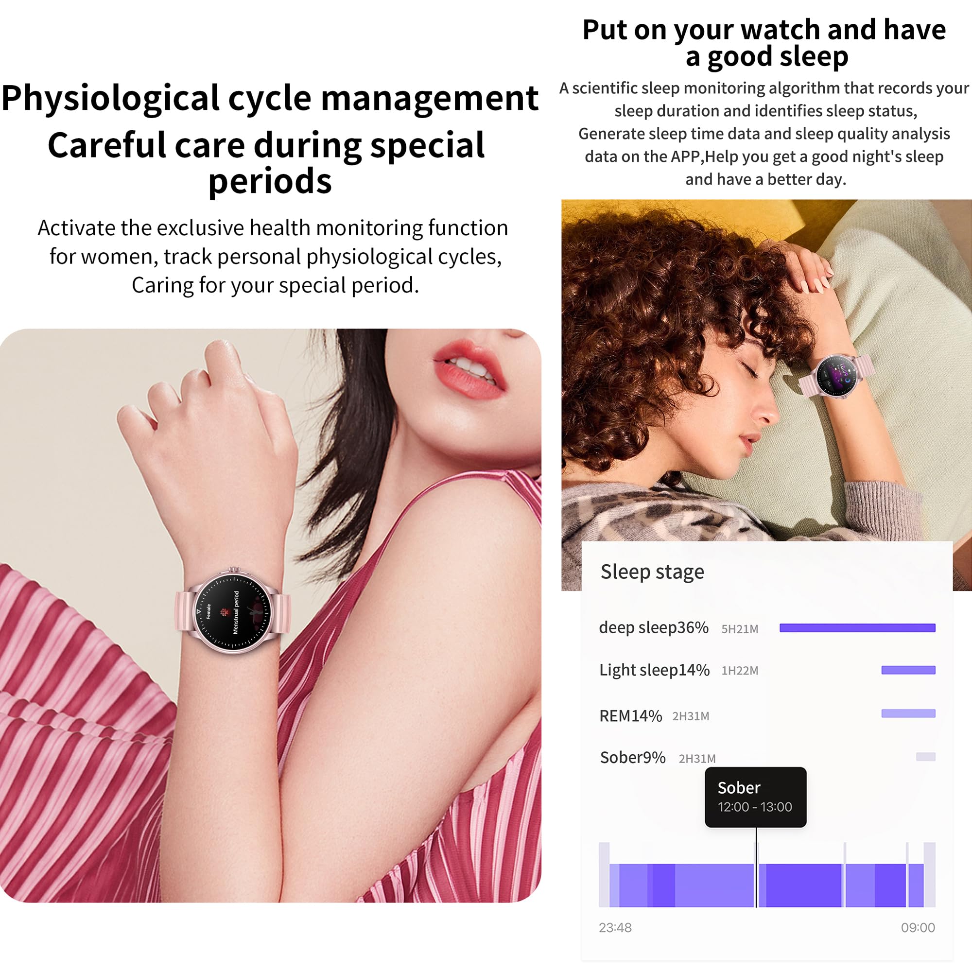 Reloj Inteligente Mujer con Llamadas, 1,39 Pulgada Smartwatch Deportivo con Podometro Pulsometro SpO2 Sueño Presion Arterial Pulsera Actividad 5ATM Reloj Digital para iOS Android (Rosa)