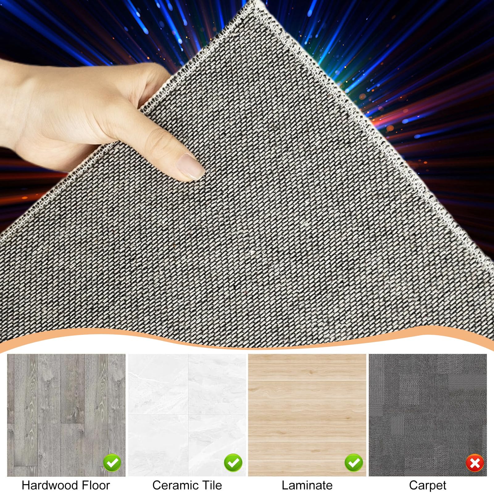 Tapis Gaming Sol pour Sols Durs Tapis Chaise de Bureau 140 x 160 cm