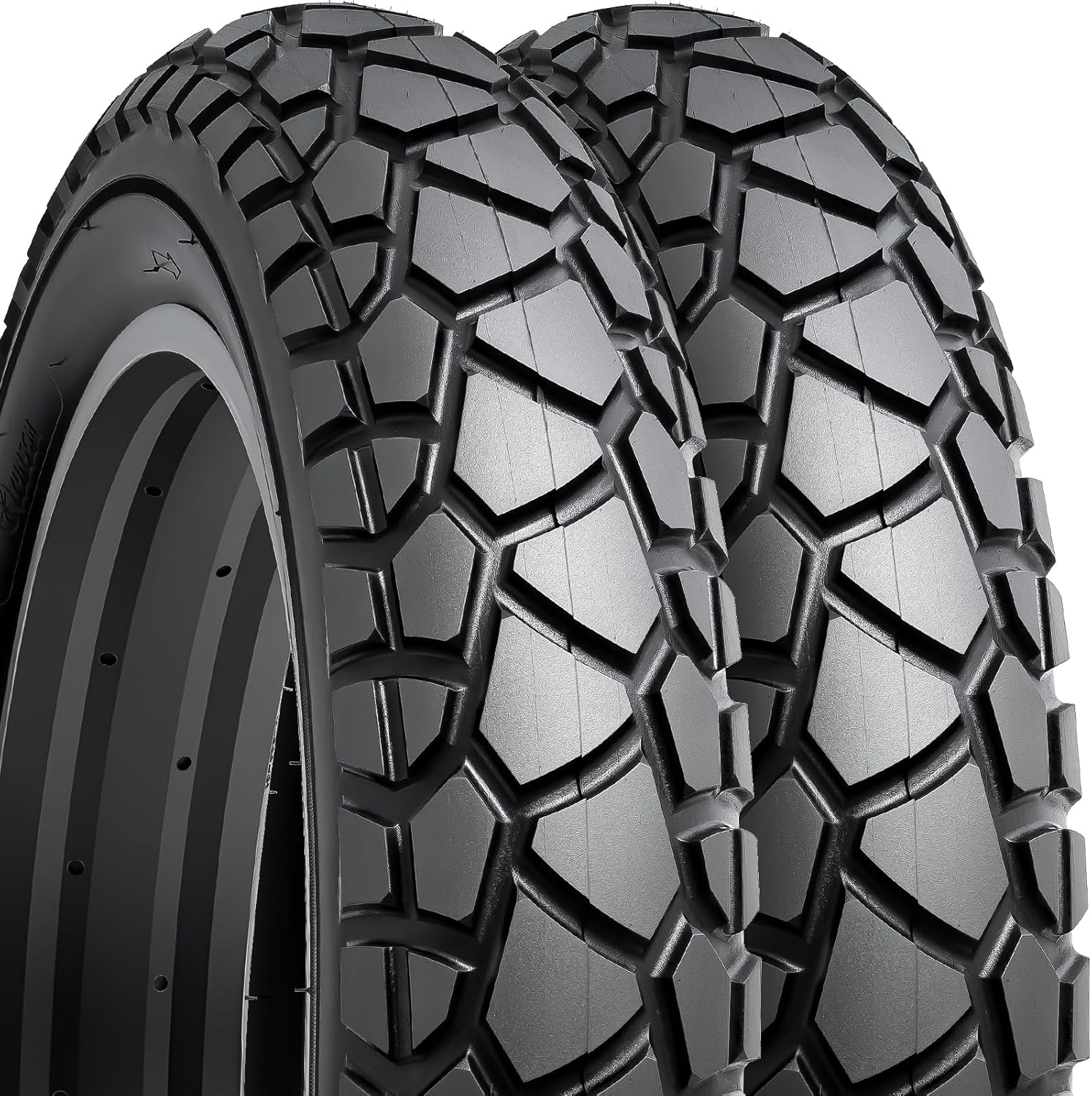 YUNSCM 2-PCS 20" Heavy Duty 20x4.0/98-406 Fat E-Bike Tires 20inch Fat Tires Compatible with Electric Bike 20 x 4.0 20X4 All-Terrain Directional Tread Bicycle Tires (Y-1327)