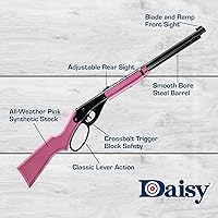 Vista 5 de Daisy Model 1998 Pink Lever Action BB Air Rifle with All-Weather Synthetic Stock - 650 Shot Capacity, 350 FPS, Saddle Ring and Leather Tie