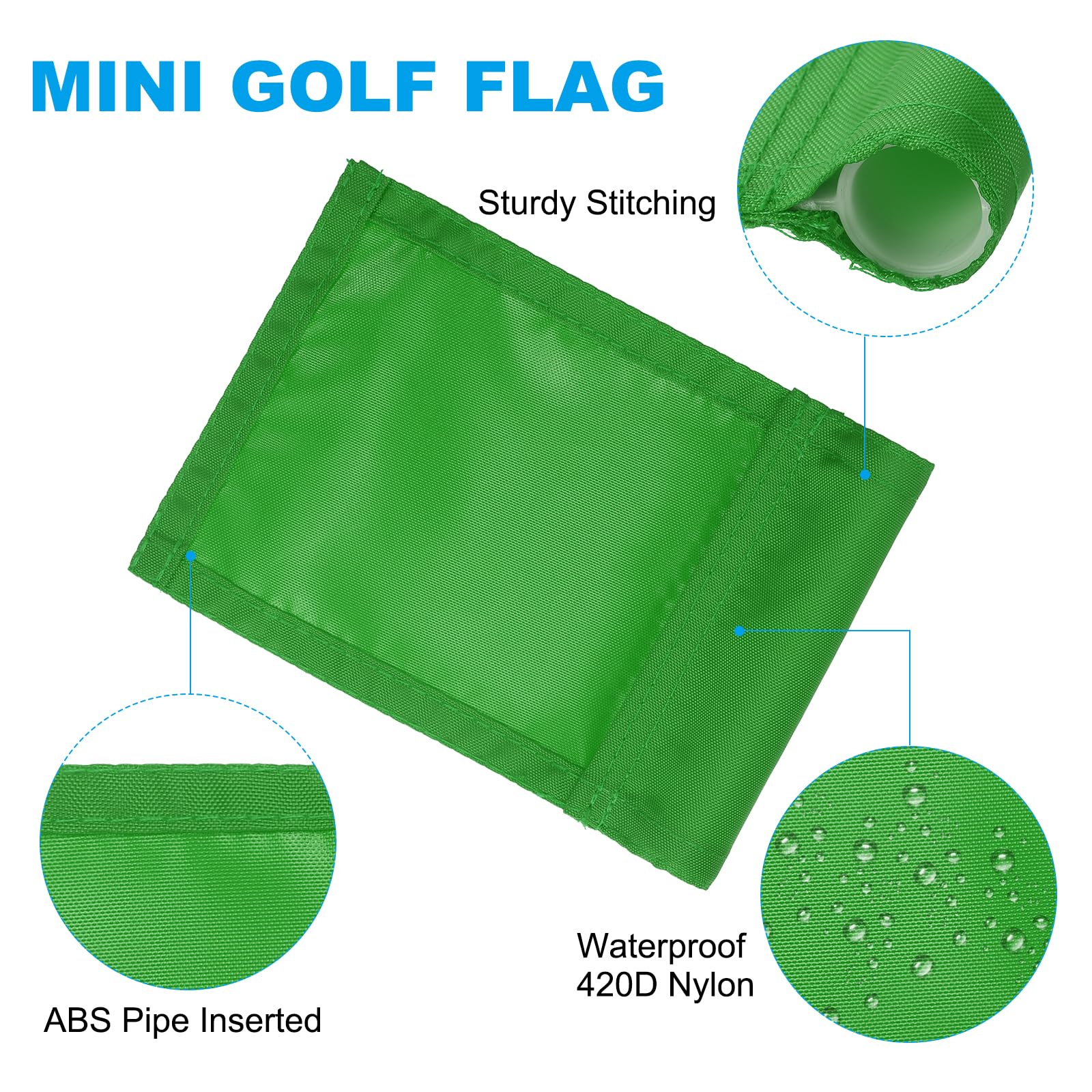 PATIKIL Banderín De Golf De 7 x 5 Pulgadas, 6 Piezas De 420D Nylon Mini Banderines Para Jardín Portátiles Con Tubo Insertado Para Exterior Interior Patio Trasero Jardín, Verde