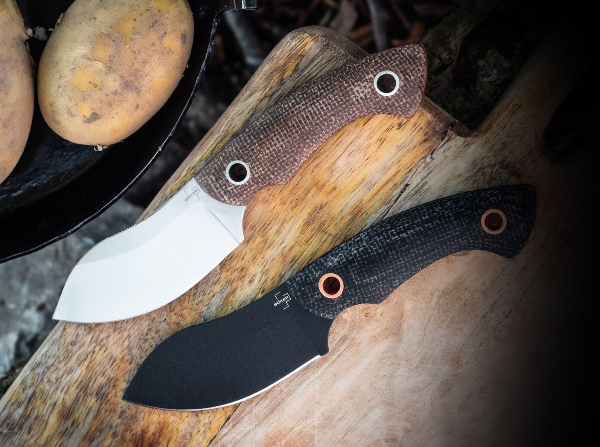 Böker Plus Nessmi Pro - Cuchillo Fijo de Acero D2 y Material Compuesto en Color marrón, 16 cm