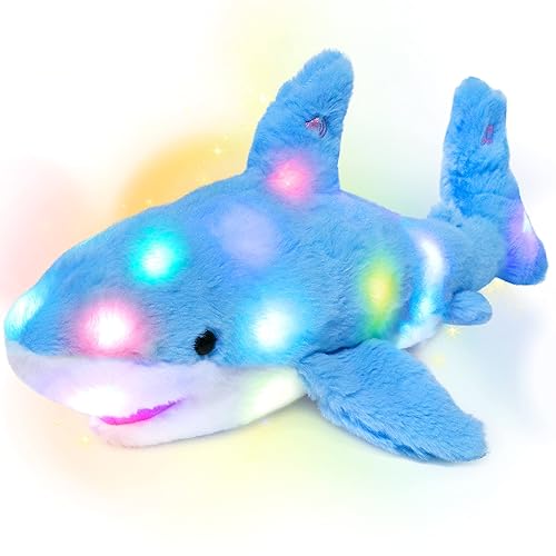 Hopearl LED Plush Shark Lighting Up Stuffed Animal Floppy Night