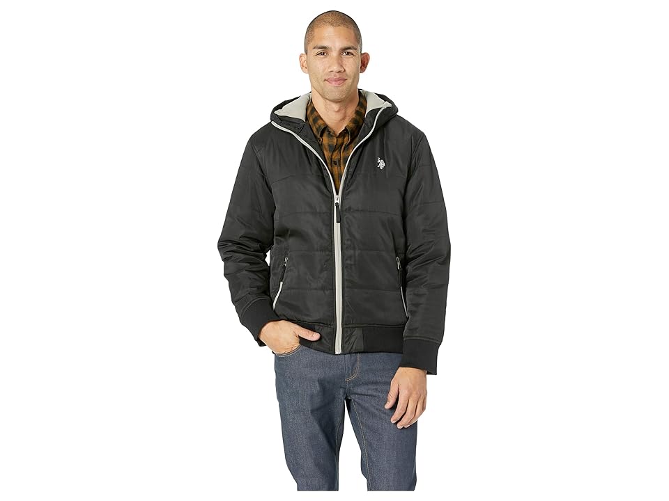 

U.S. POLO ASSN. Rib Cuff Hooded Jacket (Black) Men's Coat