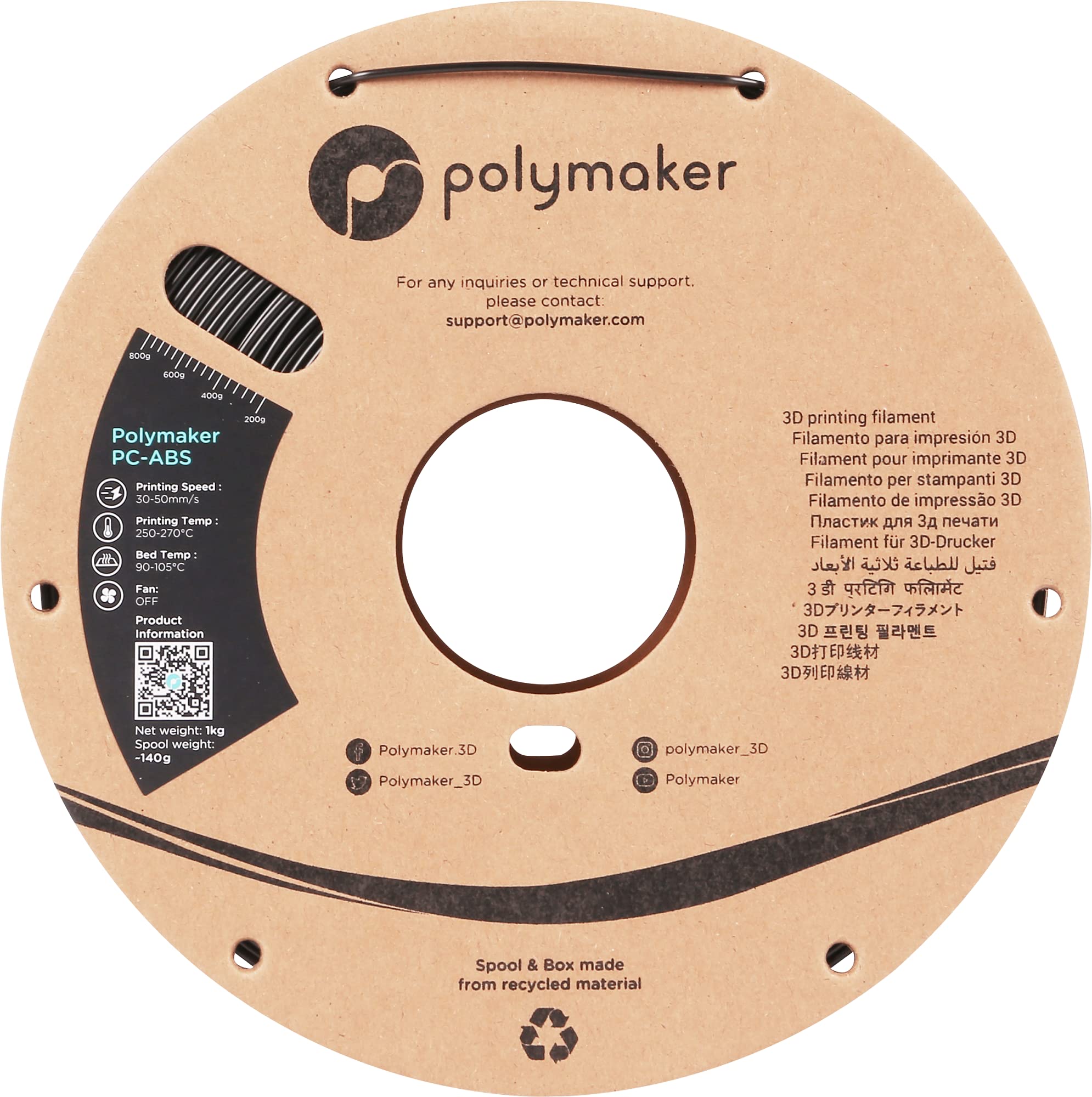 Polymaker PC-ABS czarny - 1,75 mm - 1 kg