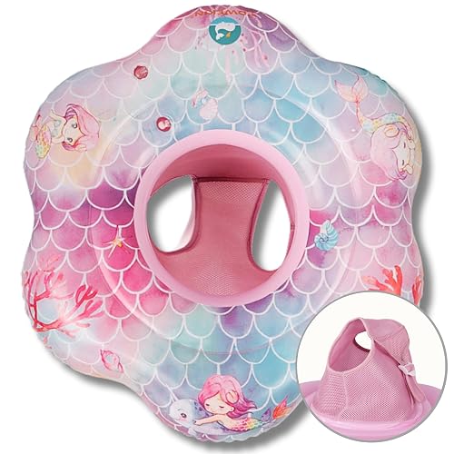 EDWEKIN® Anillo de natación para bebés, Ayuda para Nadar con Forma de Sirena, Asiento de natación para niños pequeños, Flotador para bebés, de 6 Meses a 3 años