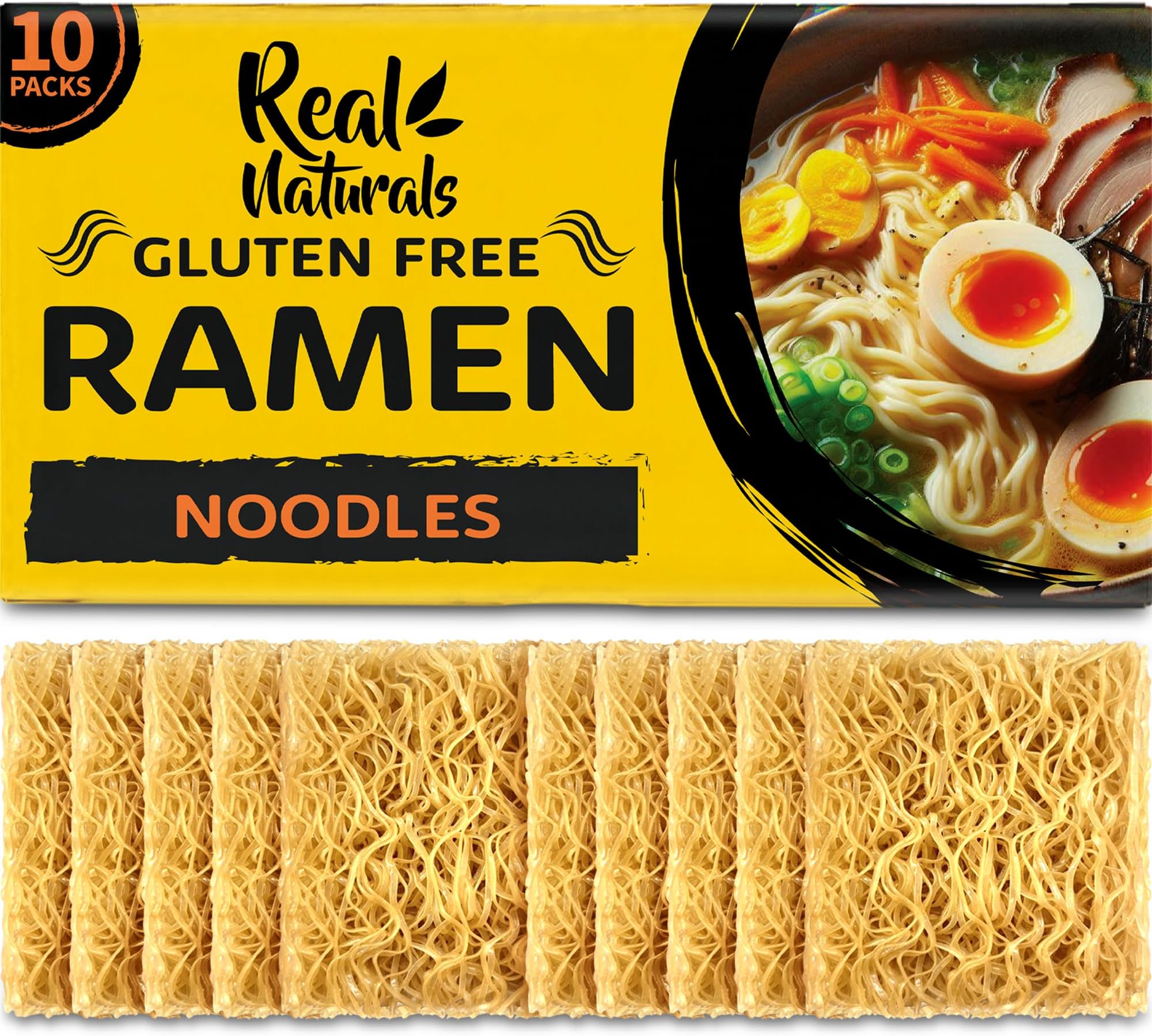 Real Naturals Ramen Noodles Low Sodium Gluten Free 10 Pack Easy Ramen Noodles Restaurant Quality Japanese Healthy Brown Rice Ramen Noodles
