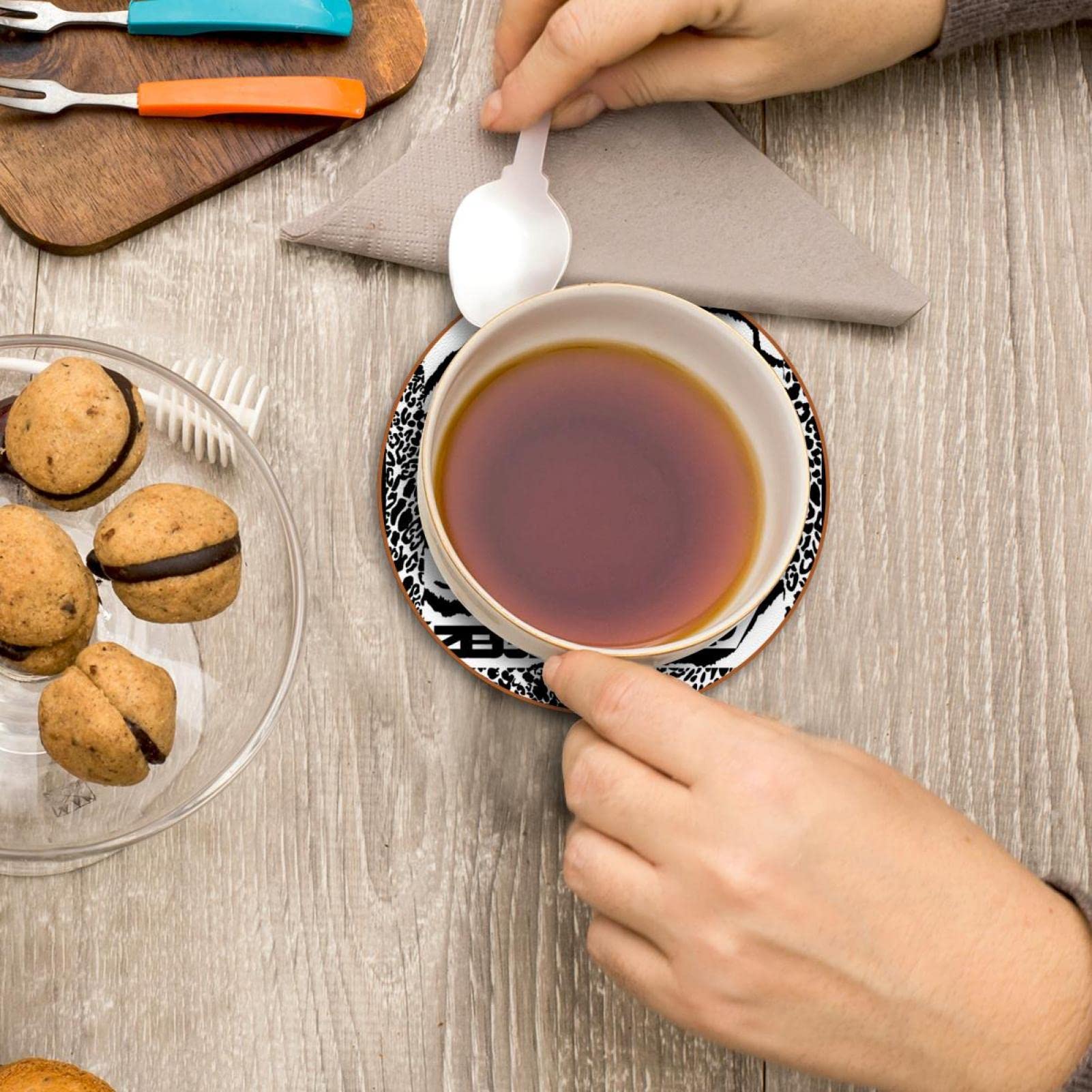 Lot de 6 sous-verres pour verres à vin, tasses et tasses, réutilisables au bureau, cuisine, bar, 10,9 cm