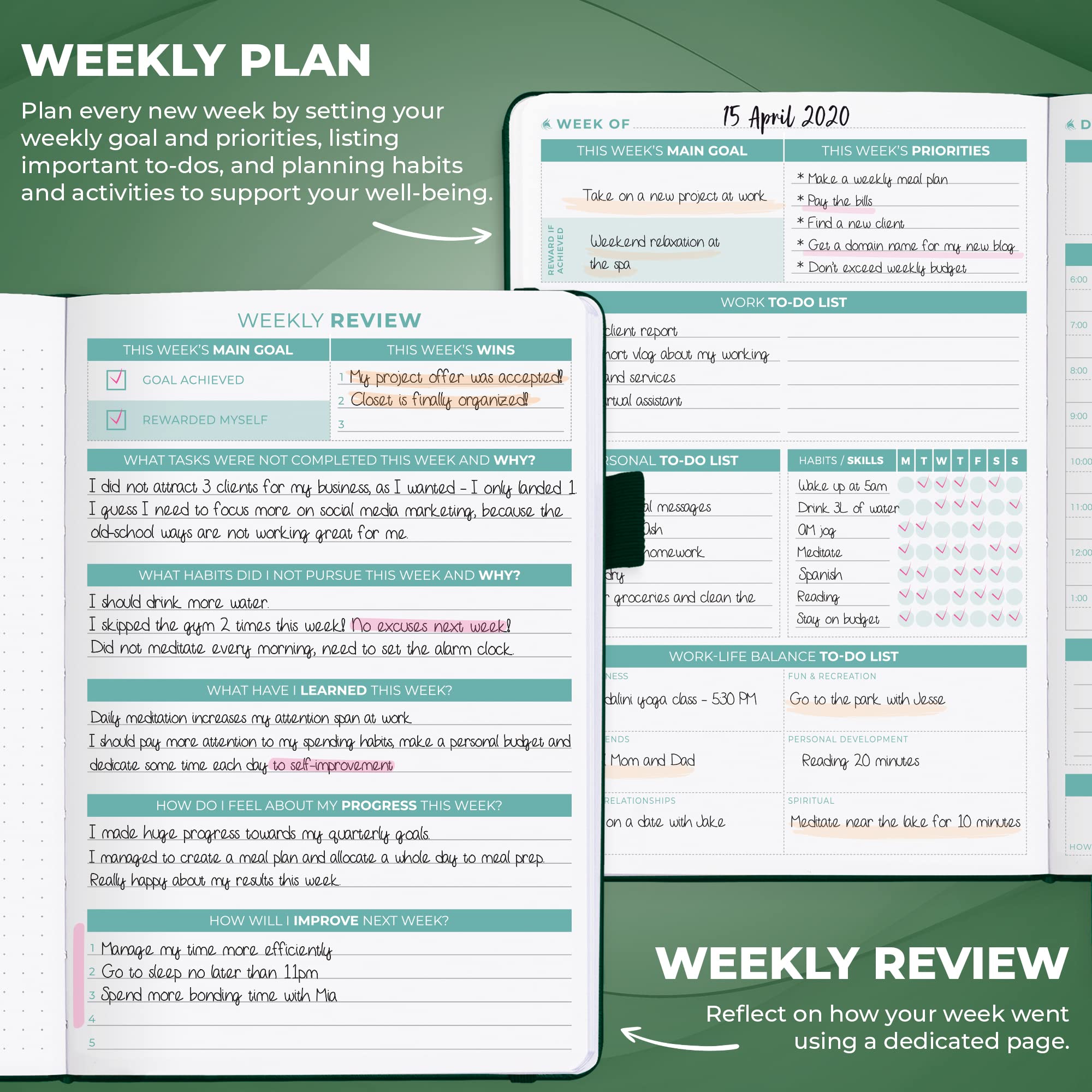 Clever Fox Daily Planner 2nd Edition, Undated Time Block Task Organizer with Hourly Schedule & To-do list, A5 - Image 4