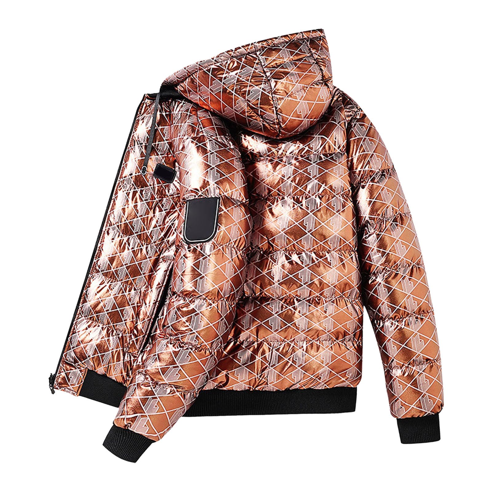 Générique 2027 - Veste d'hiver légère à capuche avec finition brillante pour temps froid, coupe-vent et isolante