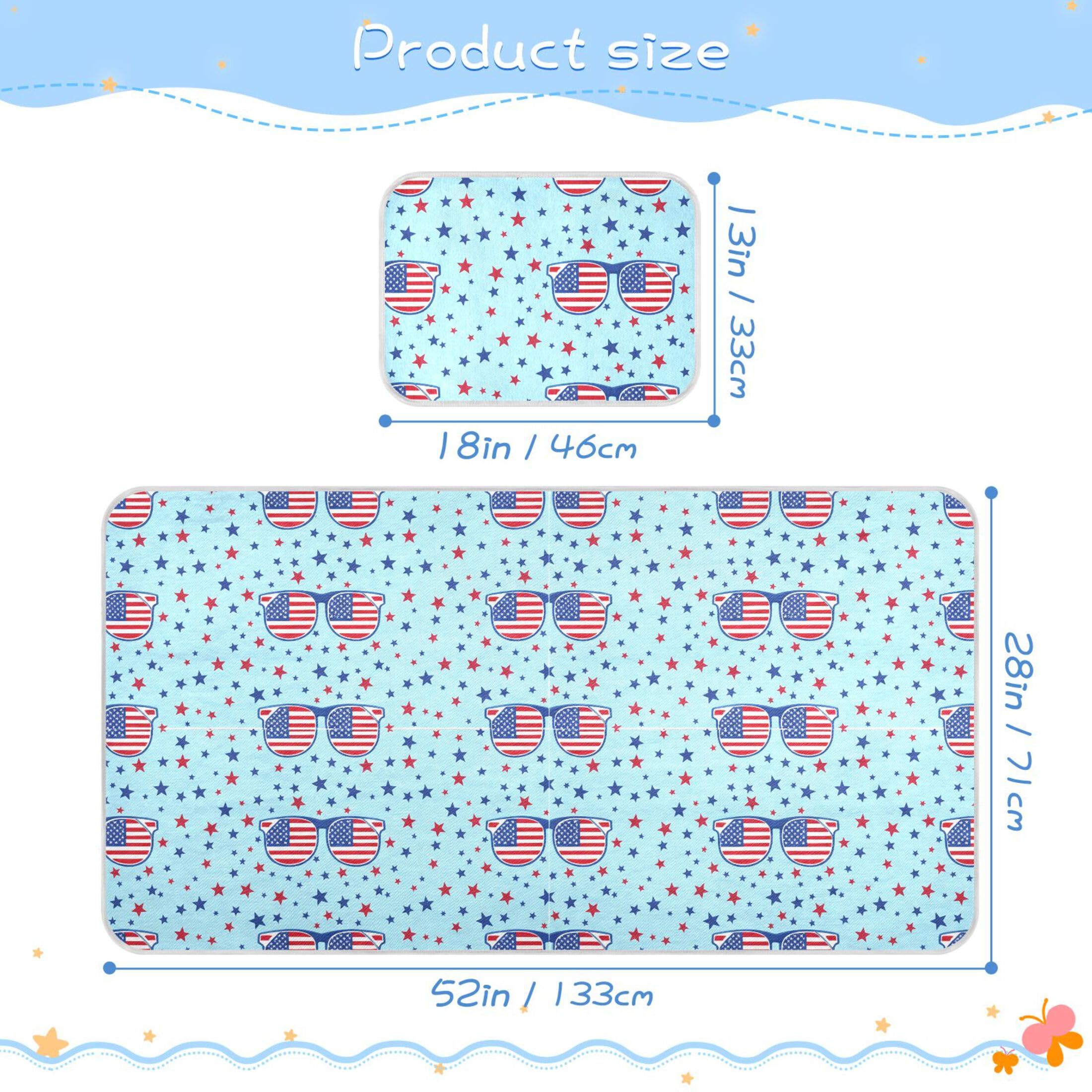 Takiito Sunglasses American Flag Baby Cooling Mattress Pad, Soft & Breathable Cooling Mat Keep Baby Cool in Summer 28x52 in, Nursery Essential