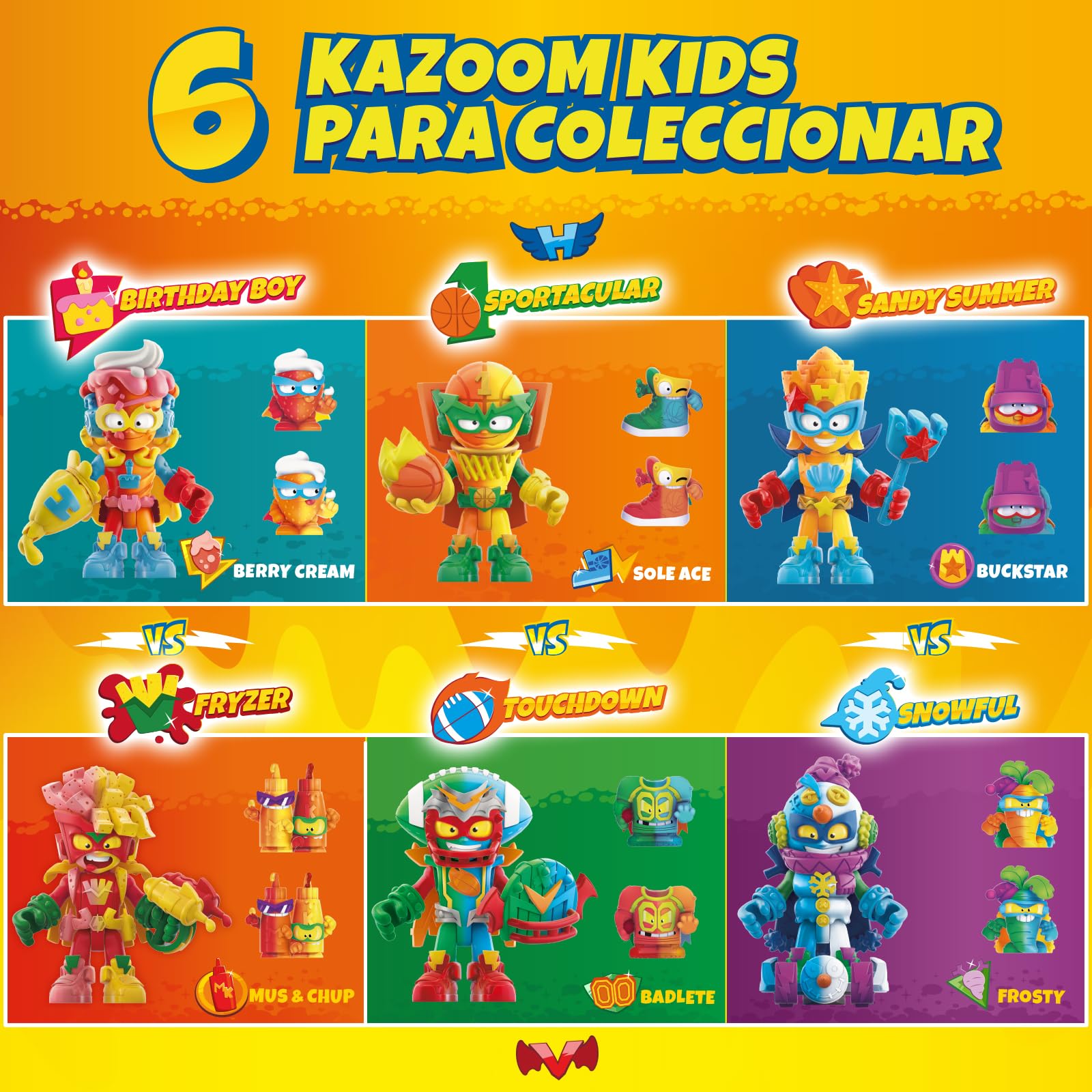 SUPERTHINGS Serie Mutant Battle – Colección completa de los 6 Kazoom Kids de la nueva serie Mutant Battle. Cada Kazoom Kid cambia de color y viene con 1 SuperThing y 1 accesorio de combate