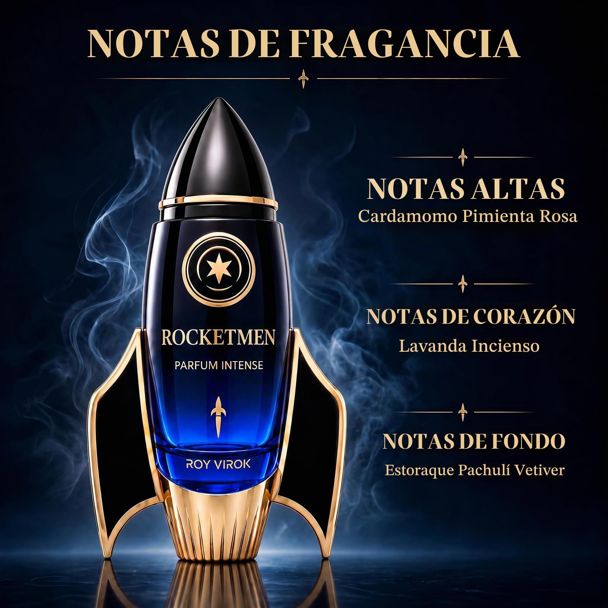 ROCKETMEN Parfum Intense 30% - Perfumes Hombre 100 ml, Larga Duración | Perfume para hombre de gran proyección y larga duración para dejar huella. Estela elegante y aroma especiado y amaderado.