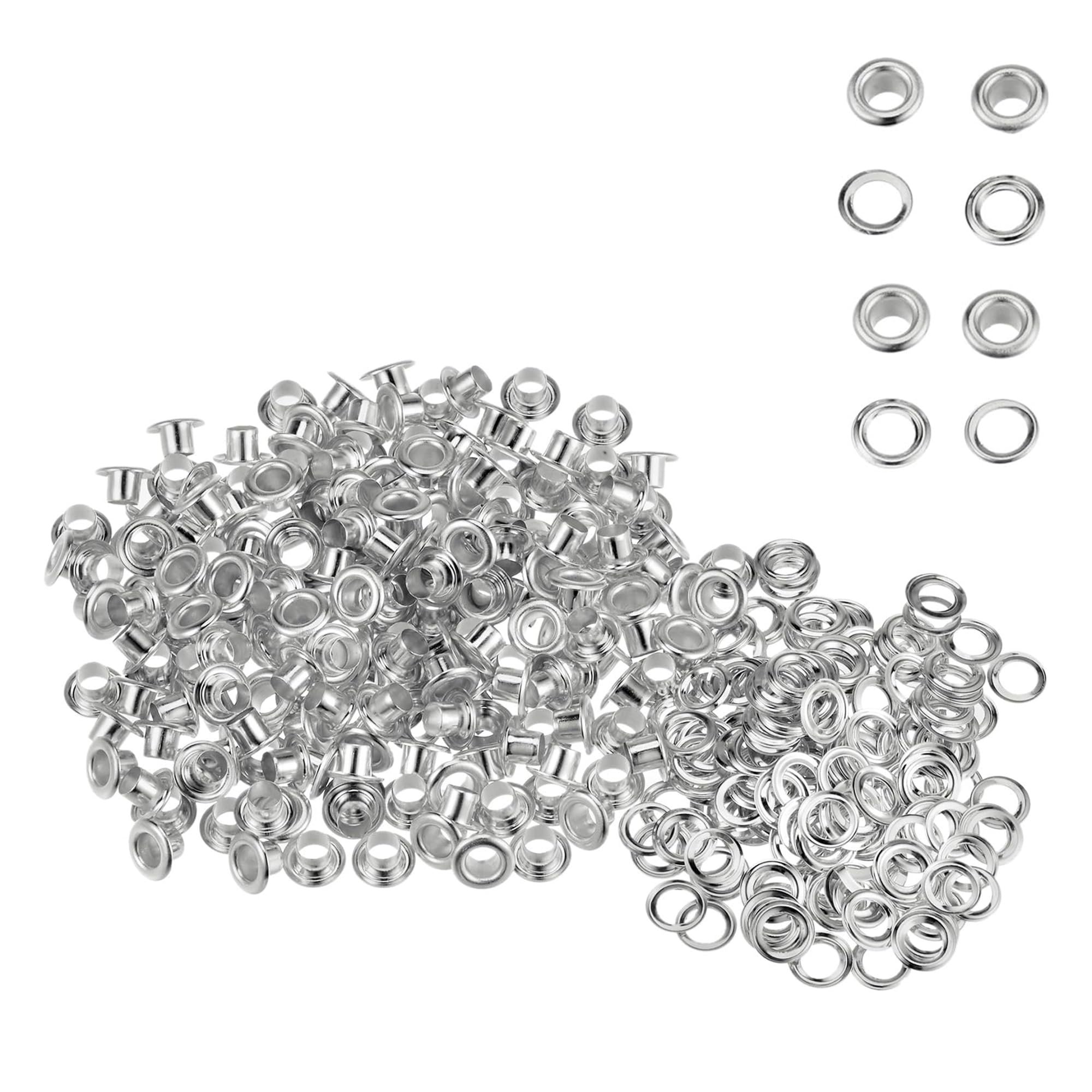WedDecor 4mm Silver Brass Eyelets Grommets with Washers for Clothing, Baby Dolls, Sewing, Bags, Scrapbook, Leather Work, DIY Projects and Rust Proof, 100pcs