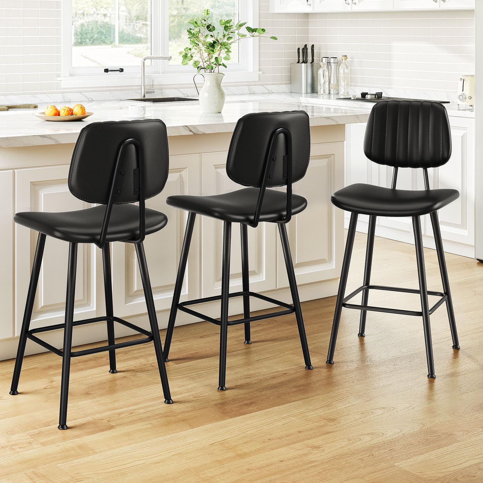 Raynesys 24 Inch Bar Stools in Black