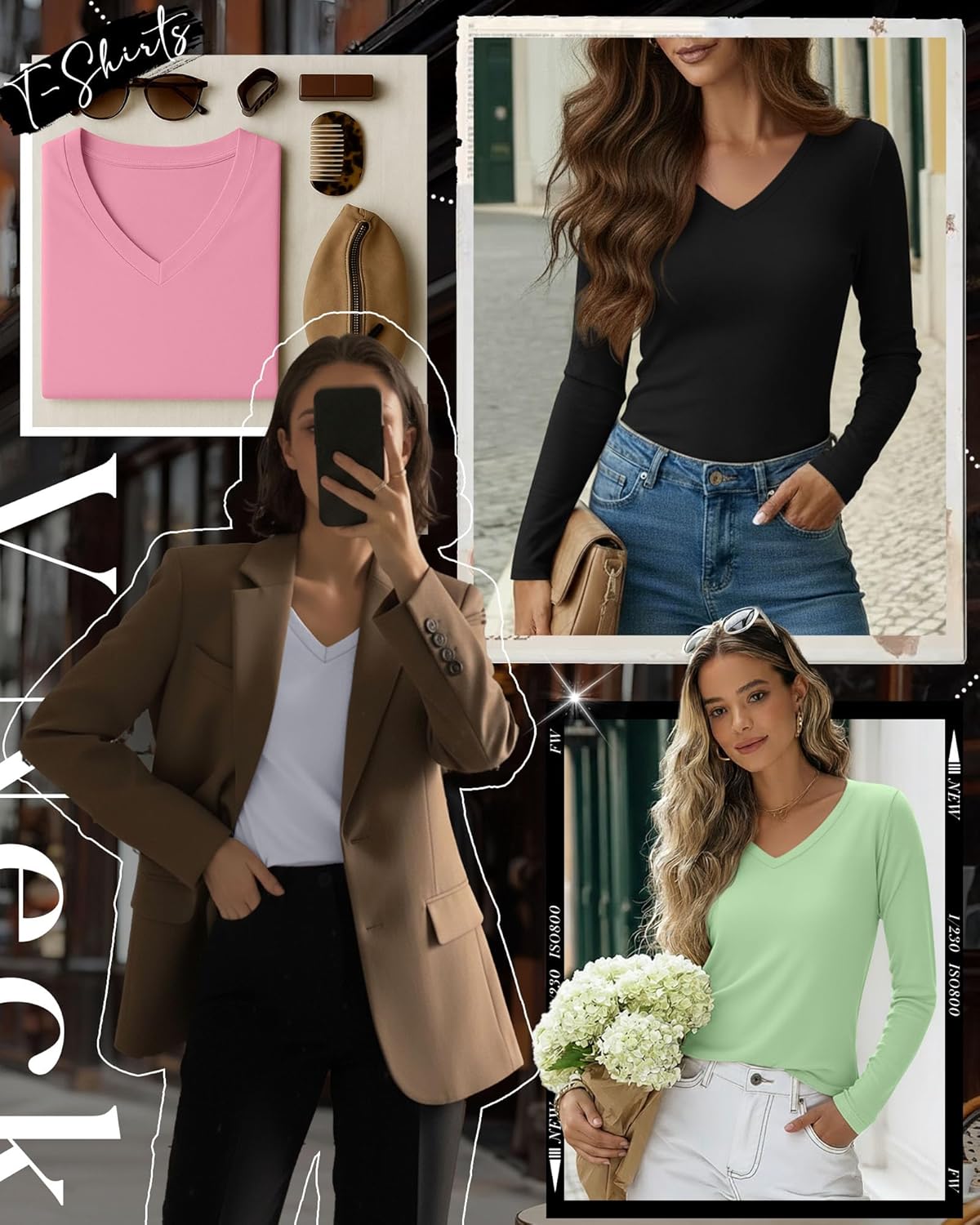 Huukeay 4 Pack Women's V Neck Long Sleeve T Shirts Basic Tops Casual Fall Loose Fit Blouse Tee Clothes Fashionable Outfits - Image 5