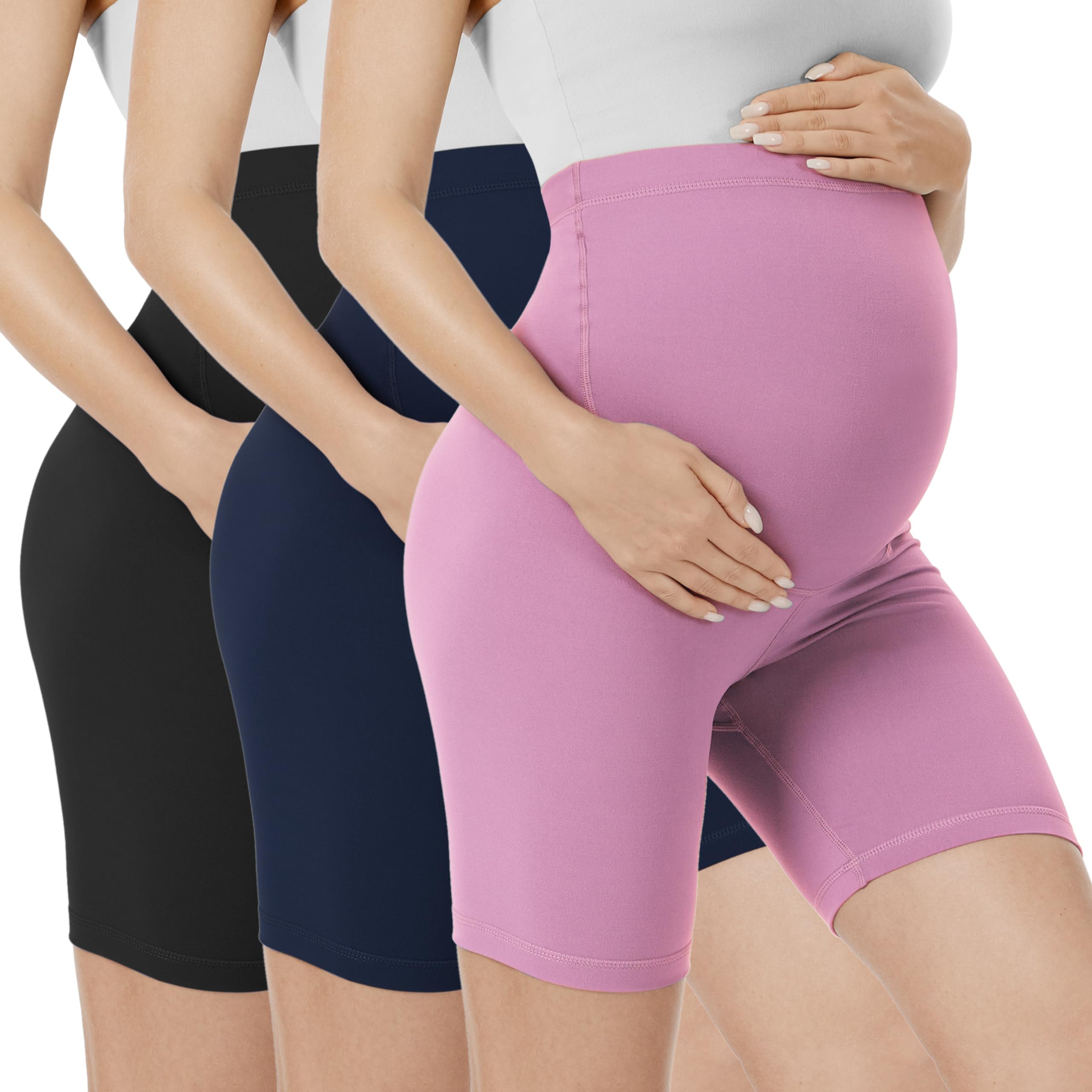 VALANDY Creamlush Maternity Shorts Over The Belly Pregnancy Biker Shorts Lounge Yoga Pants (S-XL) — view 21