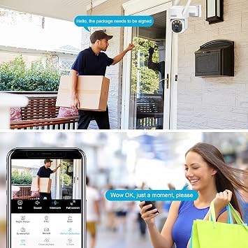 EVERSECU PTZ 360 ° görüşlü, akıllı siren, spot ışıkları, renkli gece görüşü, yapay zeka insan algılama, 2 yönlü konuşma, Alexa ile çalışma, bulut/SD kart depolama alanı ile 2K dış mekan güneş güvenlik