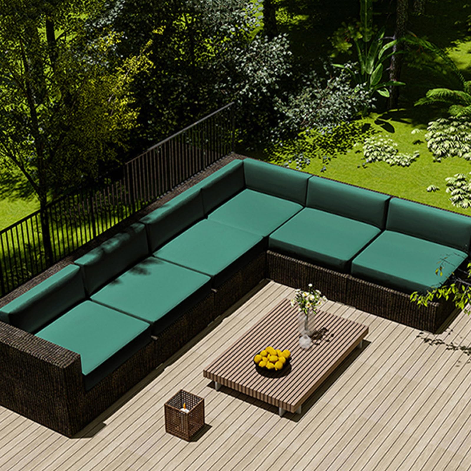 Outdoor Sofa Seat Cushion Cover Waterproof,Outdoor Seat Cushion Cover Removable With Zipper,Sofa Cover L Shape Corner Sofa 2 3 Seater For Garden Furniture Made Of Rattan,Cyan,60x60x10cm