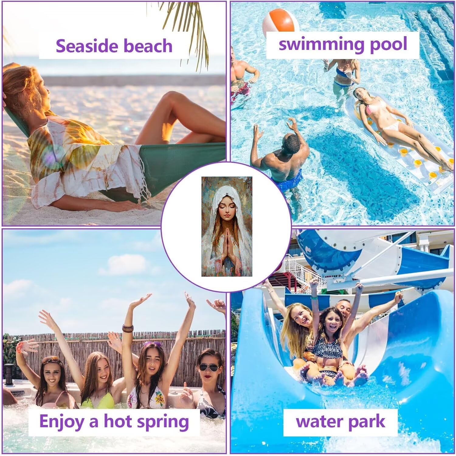 Toalla Playa 100 x 200 cm, Juego de 2 Toallas Microfibra Grande de Secado Rápido, Absorbente, Compacto, Toalla de BañO Sin Arena Verano Manta de Playa Mujer para Gimnasio Baño Regalo (Virgen) H-880