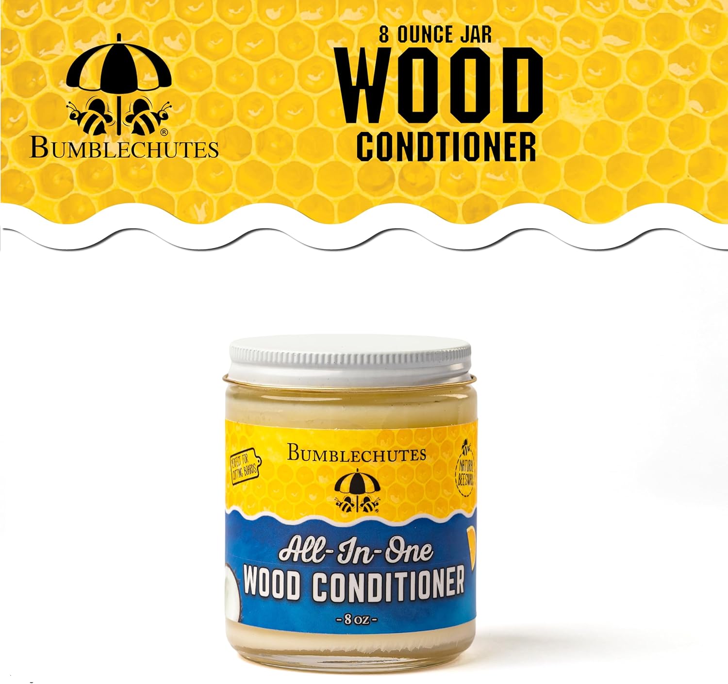 Bumblechutes Beeswax for Cutting Board Oil and Wax Set – Soak and Seal Wood Butter Combo – Cutting Board Wax Food Grade Board Butter Wood Balm Kit with Applicator – Made in USA