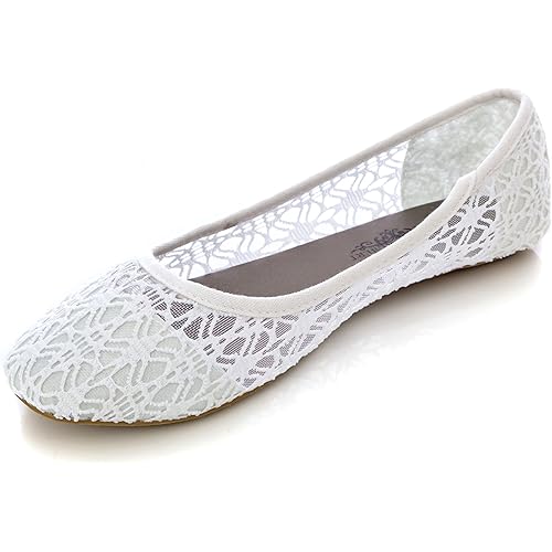 Charles Albert Women's Breathable Crochet Lace Ballet Flat