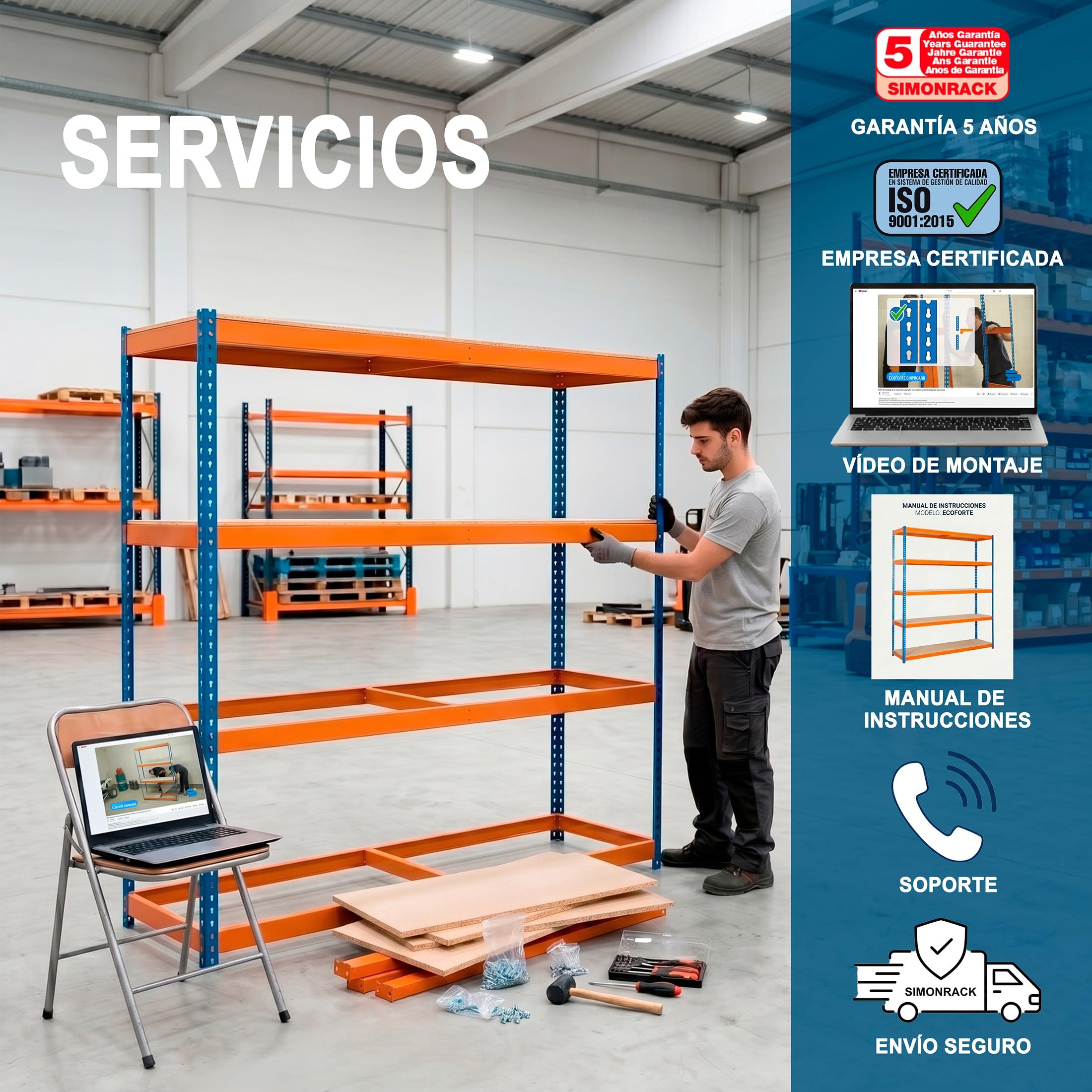 SimonRack Estantería Metálica Almacenaje, Sin Tornillos, 4 Baldas Madera, Alta Capacidad Carga 400 kg, 2000x1200x750 mm, Estantería Taller Garaje Trastero, Antracita/Madera | 4 Estantes Madera, 400 kg de Punto Flexión, Pintura anticorrosión, Antracita , M