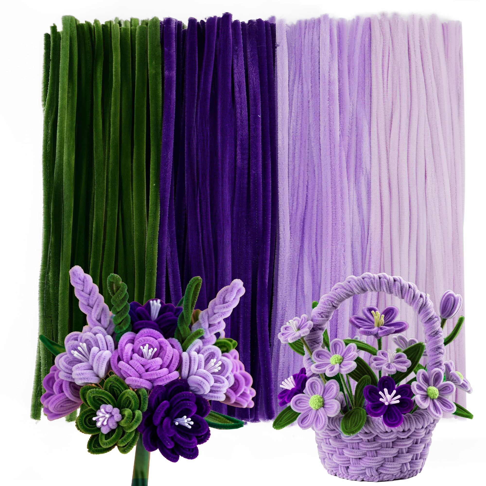 Caydo 200 Pieces Purple Pipe Cleaners for Flowers