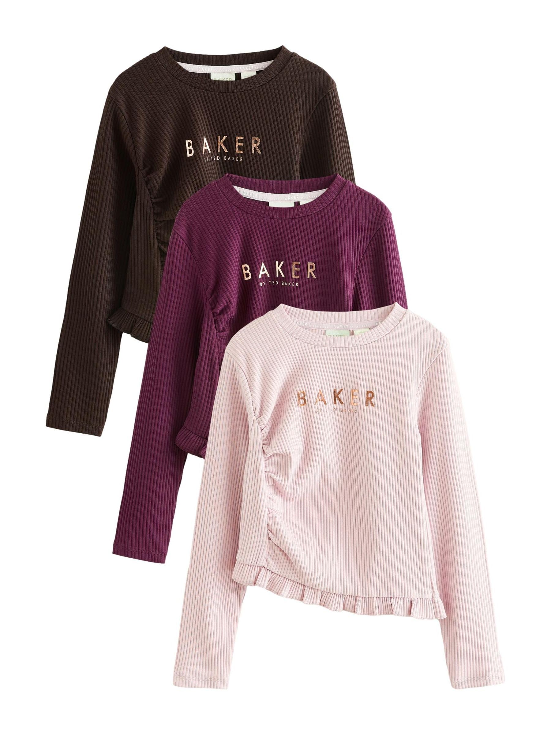 Ragazza - Confezione da 3 Maglie a Maniche Lunghe | Bambino, a coste asimmetriche, Standard, Pull On
