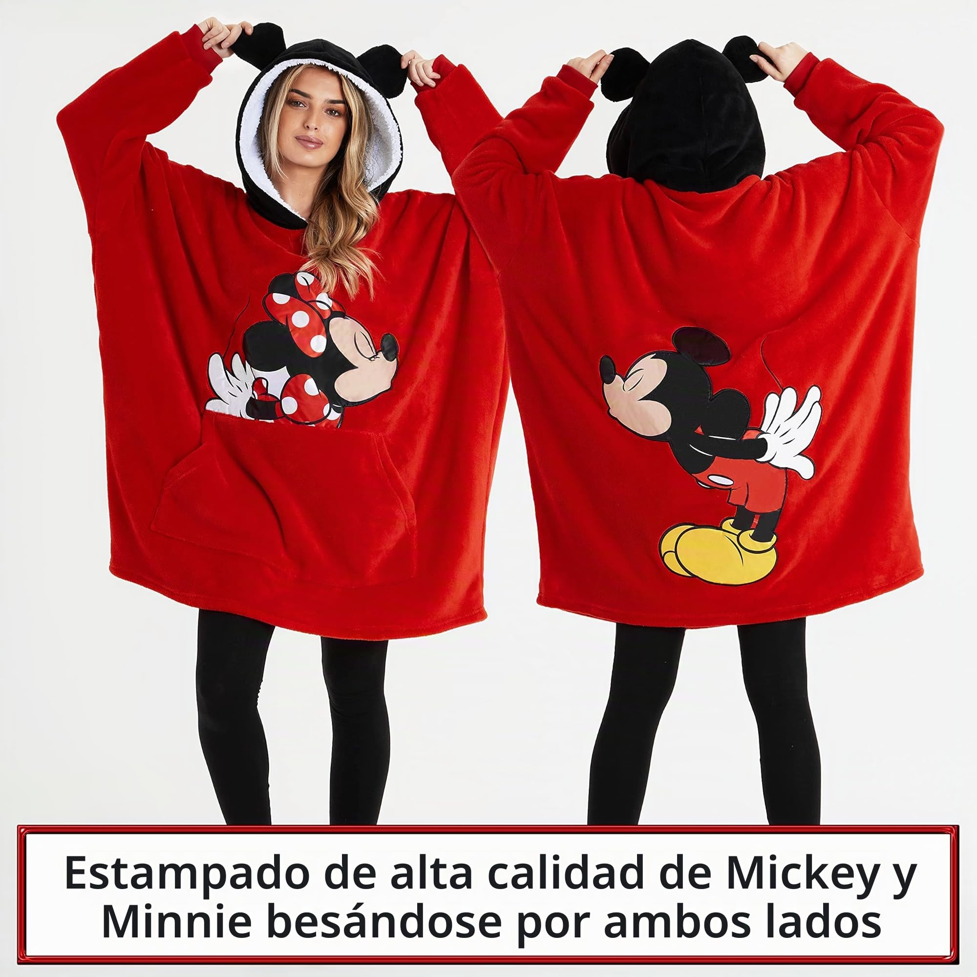 Disney Sudadera Oversize Mujer de Forro Polar Mickey Minnie