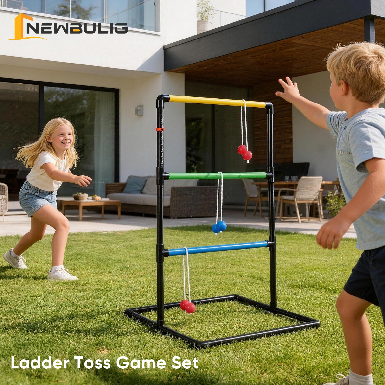 NEWBULIG Golftritt-Set mit Wurfbällen für Rasen, Hinterhof, Familie, Erwachsene und Kinder, mit 6 Punktezählern und Tragetasche